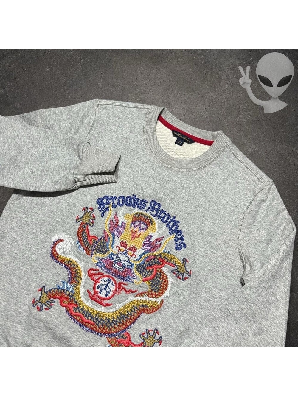 Brooks Brothers Lunar New Year Dragon Embroidered Sweatshirt Womens S Gray - Picture 5 of 7